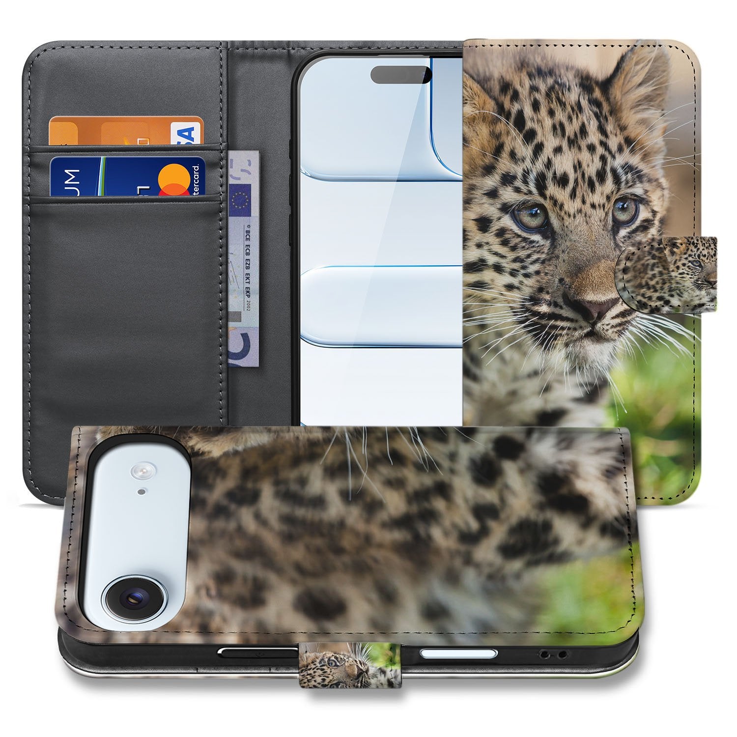 Baby Luipaard Hoesje Voor Apple iPhone Air Book Case binnenkant en buitenkant design