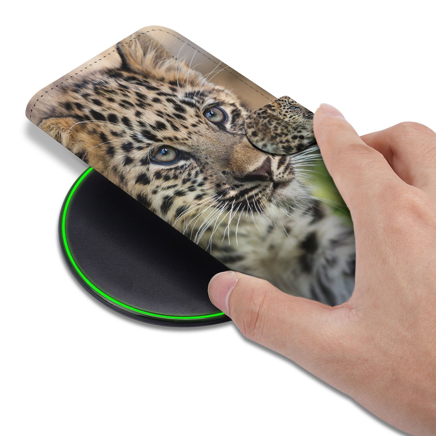 Baby Luipaard Hoesje Voor Apple iPhone Air Book Case dierenprint aanzicht
