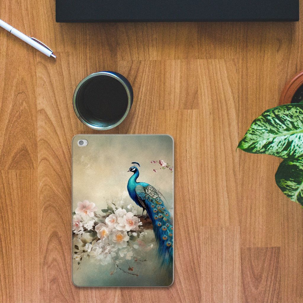 Back Case voor Apple iPad Mini 4 | Mini 5 (2019) Vintage Pauwen bovenaanzicht