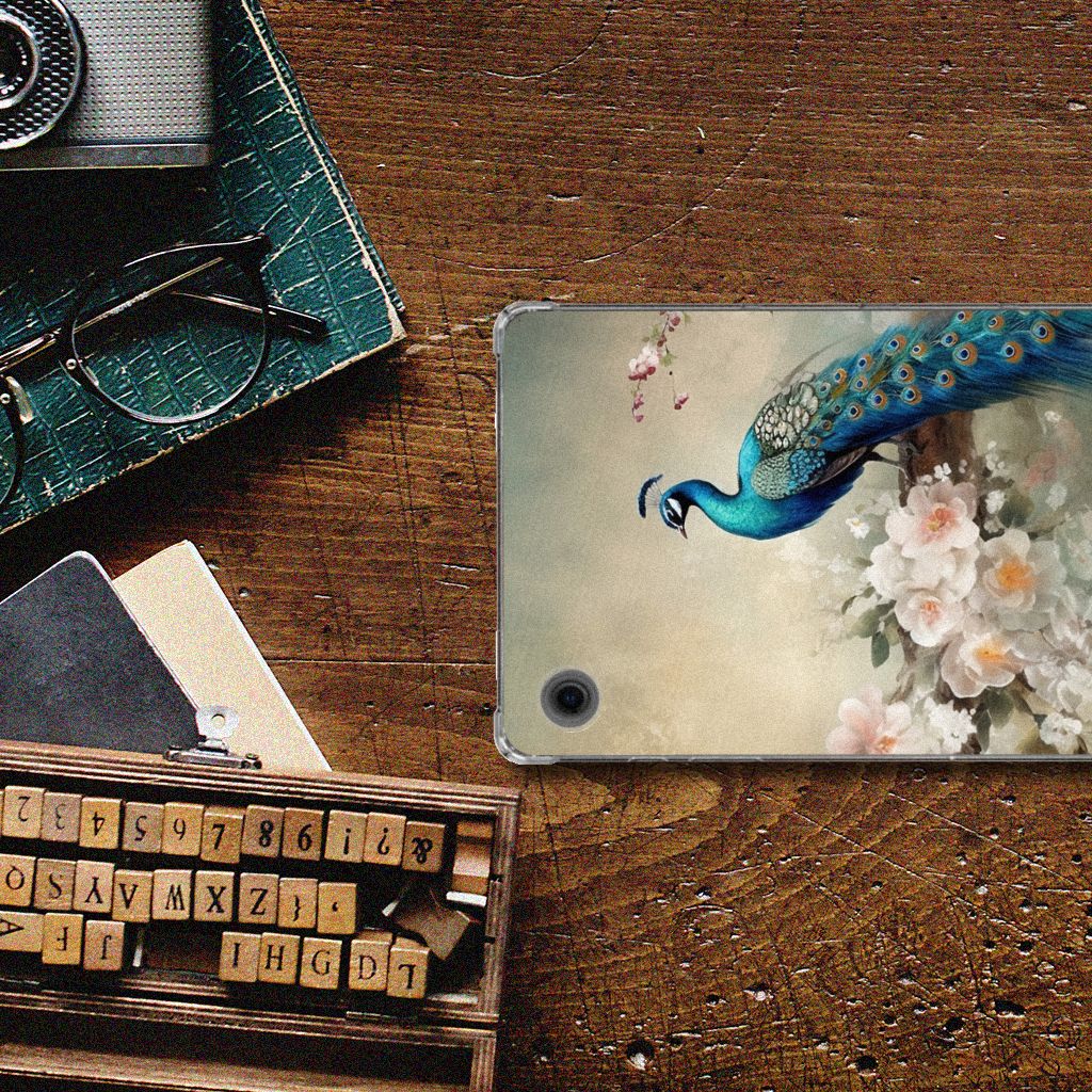 Back Case voor Samsung Galaxy Tab A9 Vintage Pauwen