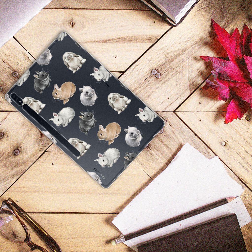 Samsung Galaxy Tab S7 Plus S8 Plus Back Case Konijntjes bovenaanzicht