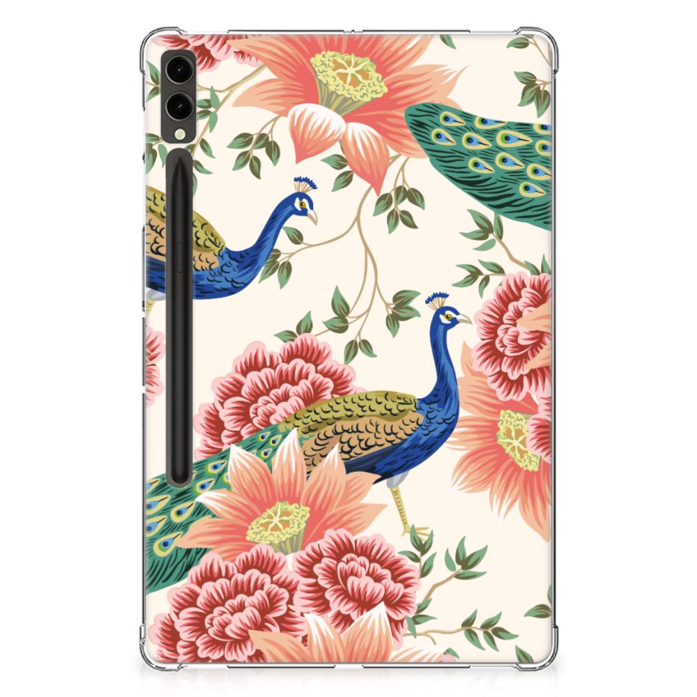 Samsung Galaxy Tab S9 Plus Back Case Pink Peacock voorkant