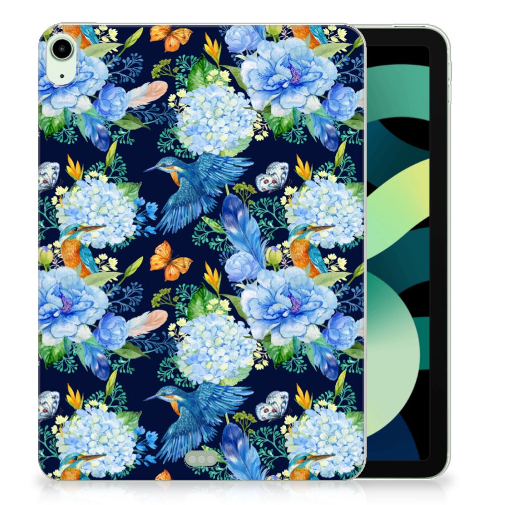 Back Case voor iPad Air (2020/2022) 10.9 inch IJsvogel met bloemen en vlinders 🌺🦋
