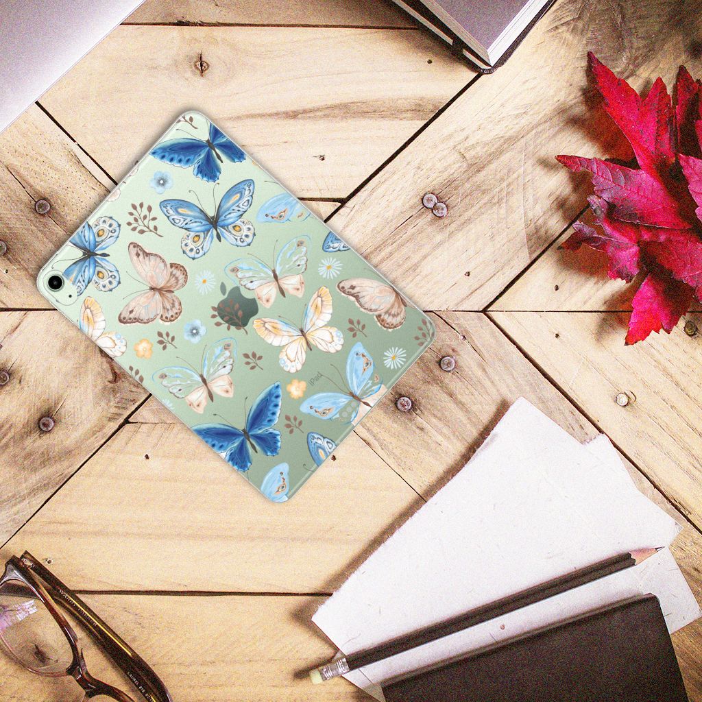 Back Case voor iPad Air (2020/2022) 10.9 inch Vlinder bovenaanzicht bloemen vlinders
