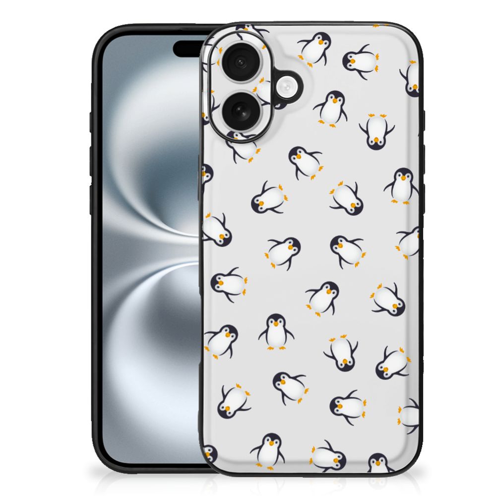 Back Case voor iPhone 16 Plus Pinguïn hoesje pinguins design voorkant