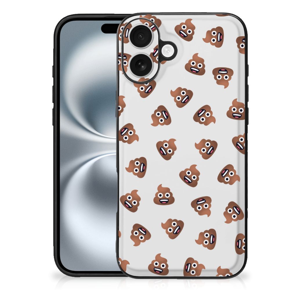 Back Case voor iPhone 16 Plus Poep Emojis design poep emojis aanzicht