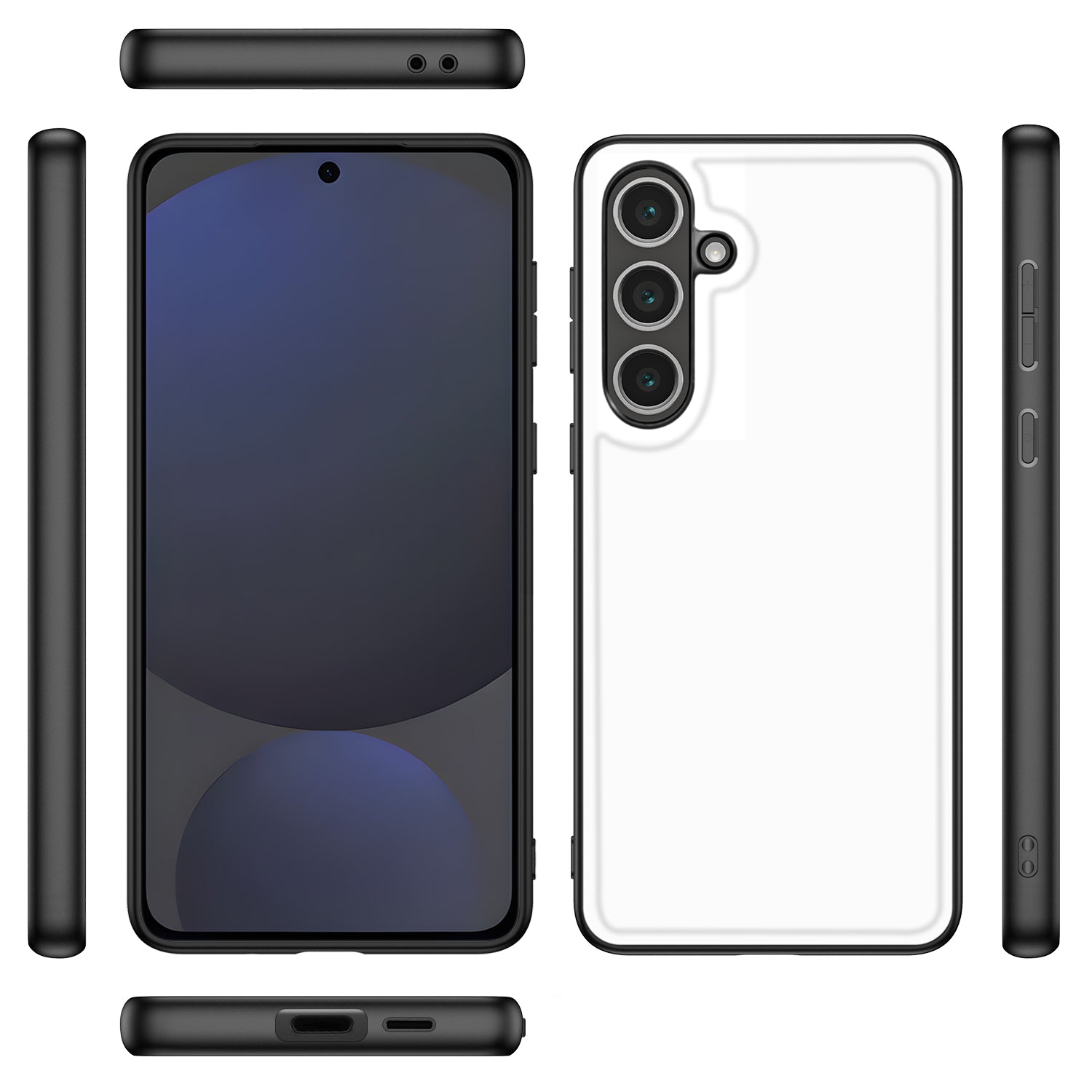 Samsung Galaxy S24 FE Back Cover Hoesje Zwart Wit design zijaanzicht