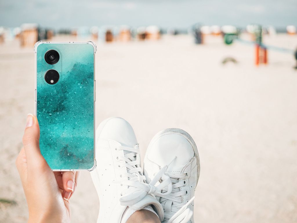 OPPO Reno8 T 5G Back Cover Painting Blue aanzicht