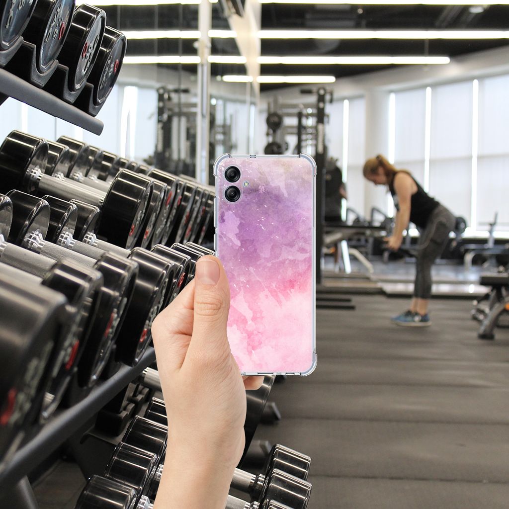 Samsung Galaxy A04e Back Cover Pink Purple Paint zijaanzicht