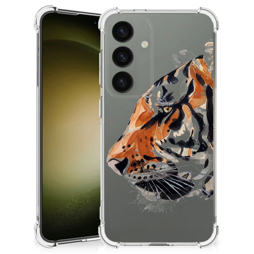 Samsung Galaxy S24 Back Cover Watercolor Tiger aanzicht