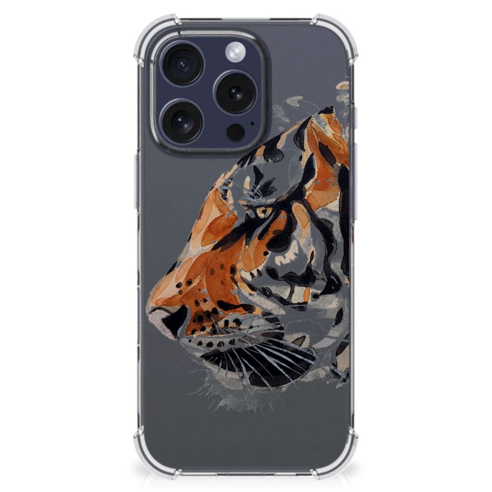 B2C Telecom iPhone 16 Pro Back Cover Watercolor Tiger zijaanzicht