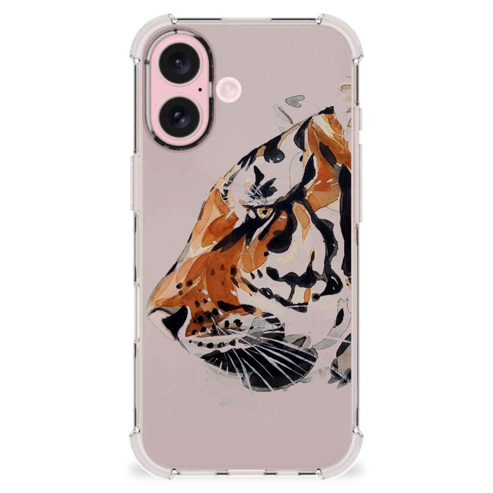iPhone 16 Back Cover Watercolor Tiger voorkant