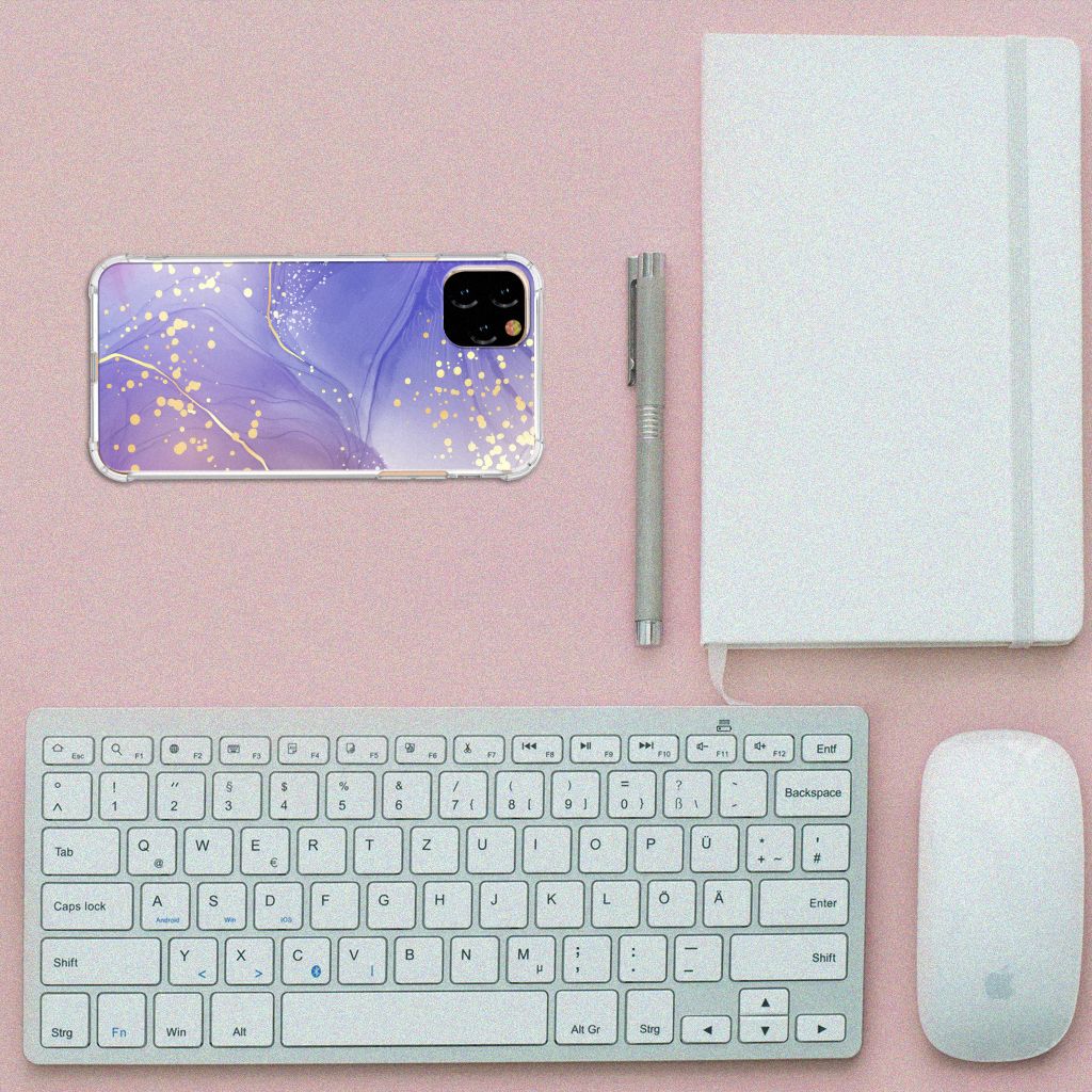Apple iPhone 11 Pro Max Back Cover voor Apple iPhone 11 Pro Max Watercolor Paars bovenkant