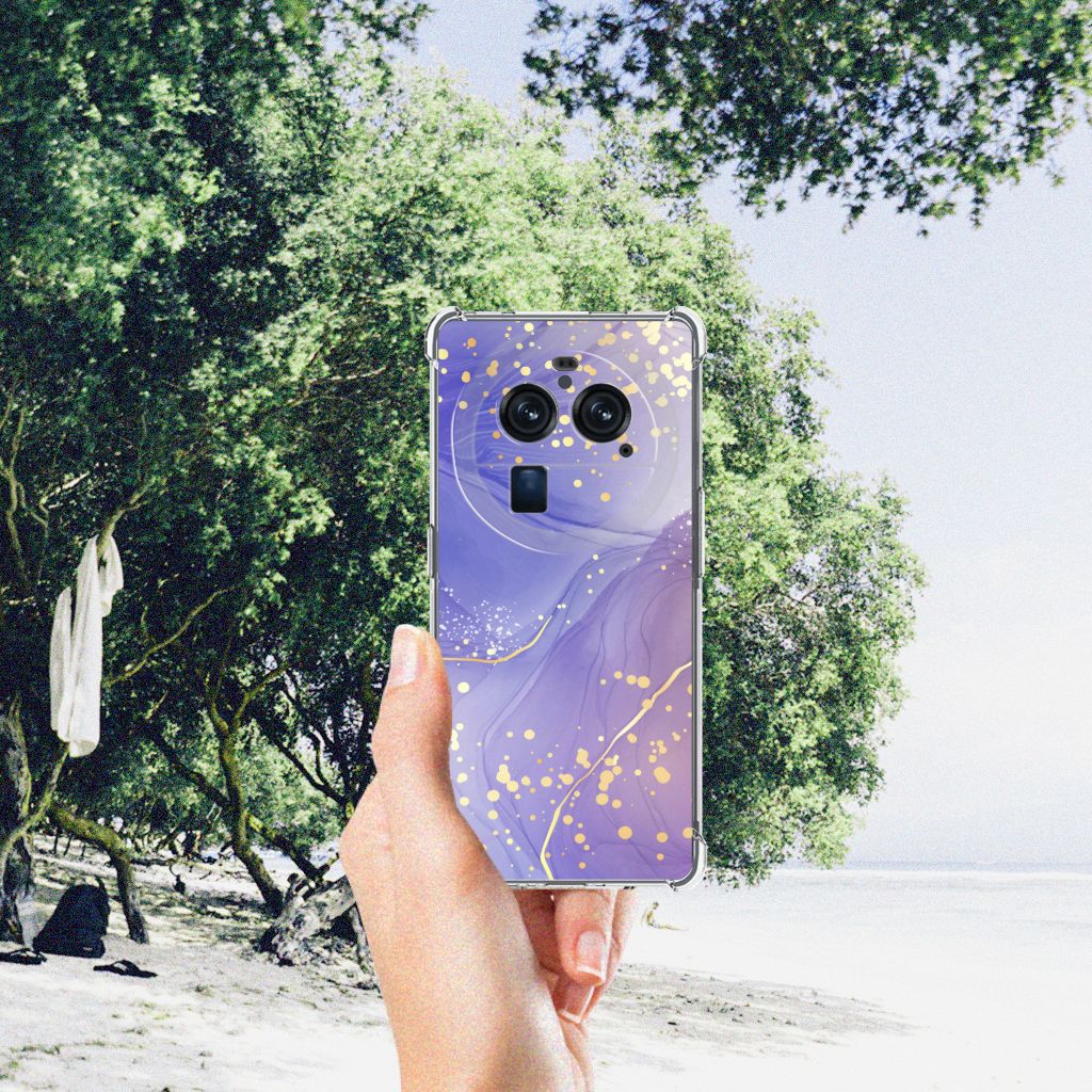 OPPO Find X6 Pro Back Cover Watercolor Paars achterkant hand strand