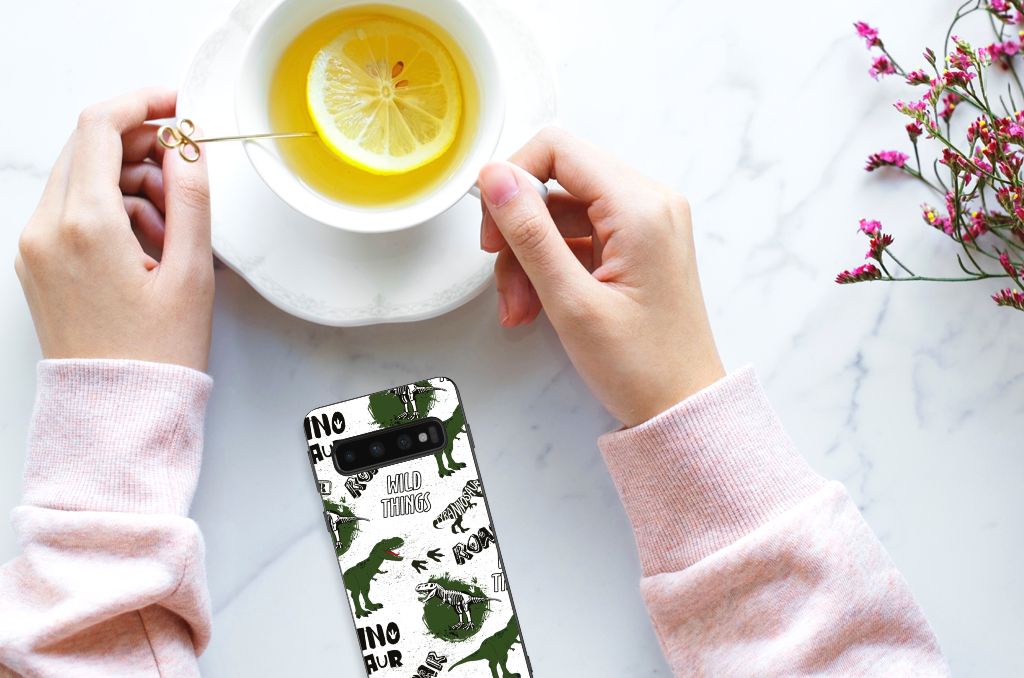 Samsung Galaxy S10 Back Cover voor Samsung Galaxy S10 Dinosaurus dierenprint aanzicht