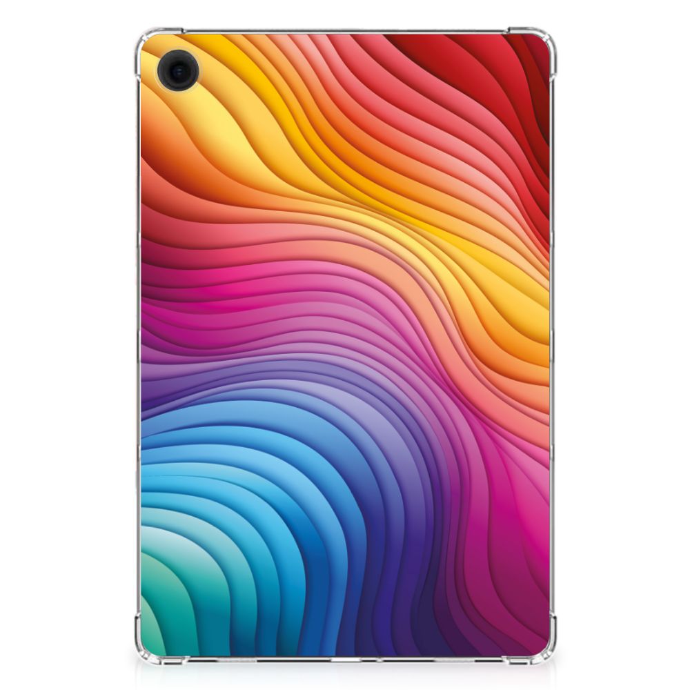 Back Cover voor Samsung Galaxy Tab A9 Plus Regenboog met kleurrijk golfpatroon voor gebruiksgemak en bescherming.