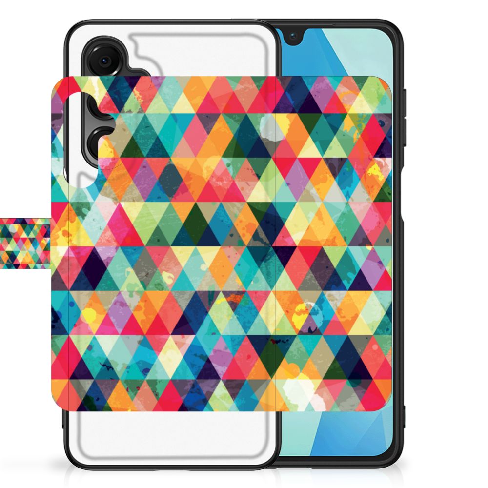 Samsung Galaxy A16 5G/4G Backcover Regenboog kleurige driehoeken aanzicht