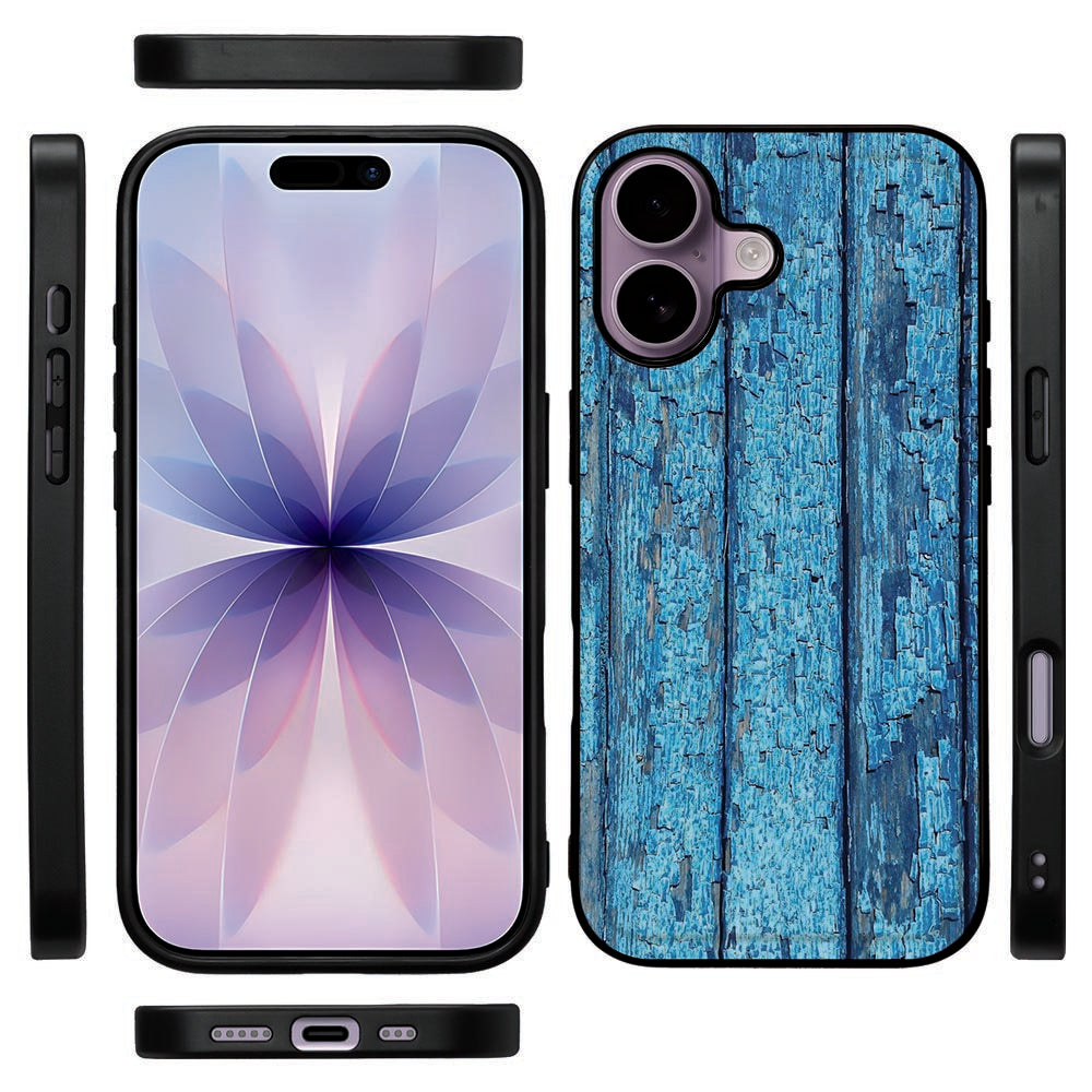 iPhone 17 Beschermhoes Wood Blue front achterkant zijkanten