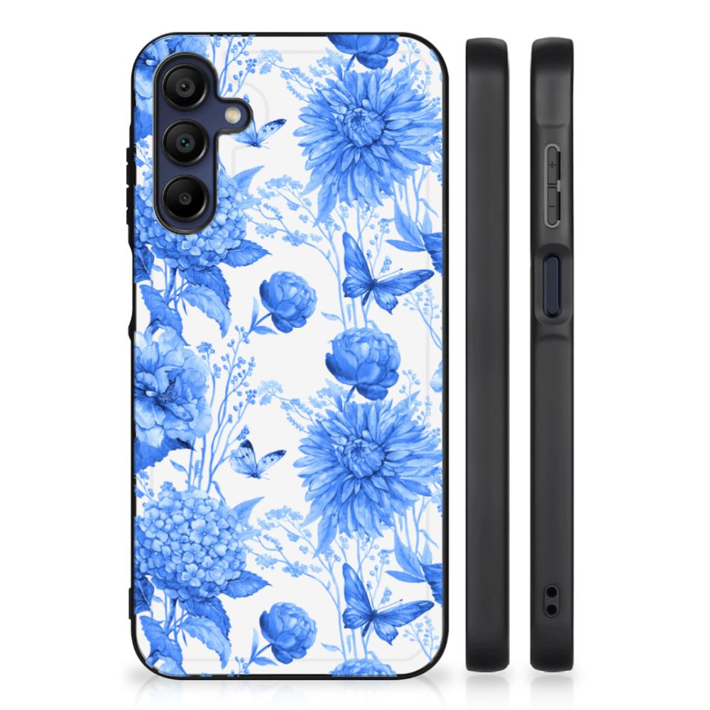 Bloemen Hoesje voor Samsung Galaxy A15 Flowers Blue B2C Telecom