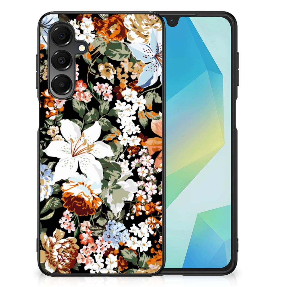 Samsung Galaxy A16 5G/4G Bloemen Hoesje Dark Flowers voorkant zijaanzicht