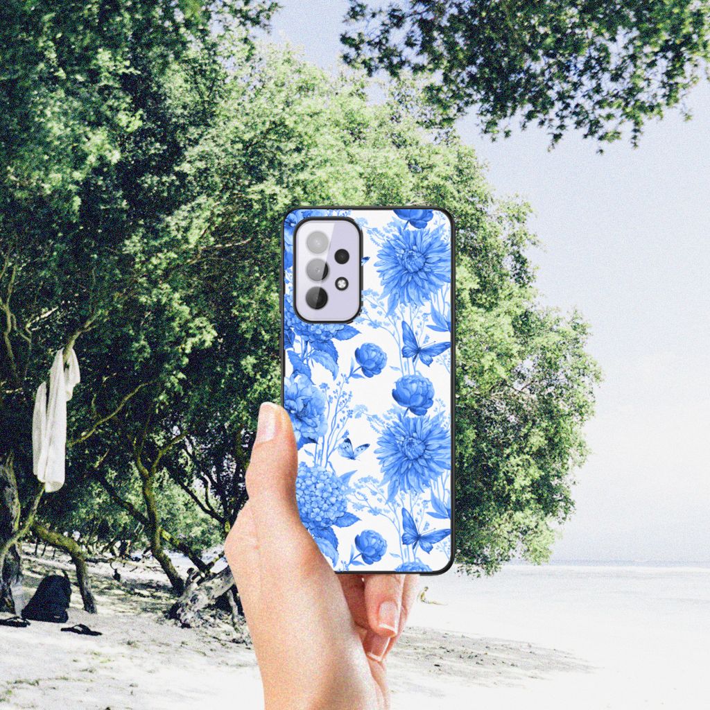 Bloemen Hoesje voor Samsung Galaxy A33 5G Flowers Blue B2C Telecom
