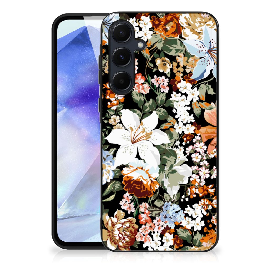 Samsung Galaxy A55 Bloemen Hoesje Dark Flowers achterkant