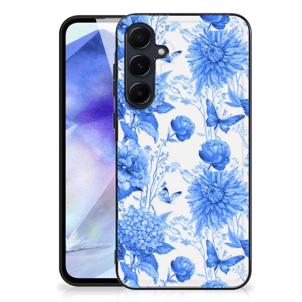 Bloemen Hoesje voor Samsung Galaxy A55 Flowers Blue B2C Telecom