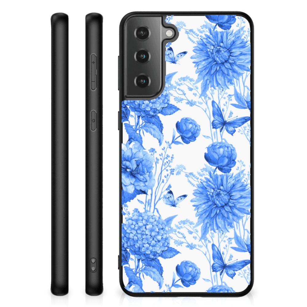 Bloemen Hoesje voor Samsung Galaxy S21 Plus Flowers Blue B2C Telecom