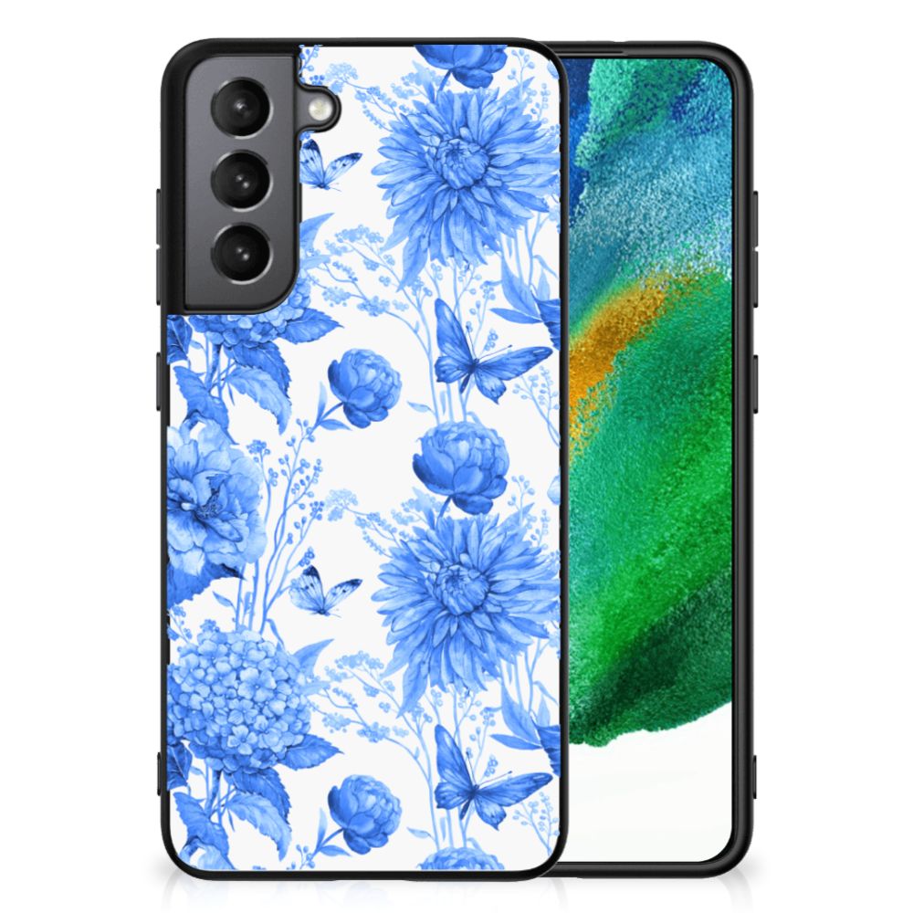 Bloemen Hoesje voor Samsung Galaxy S21FE Flowers Blue B2C Telecom