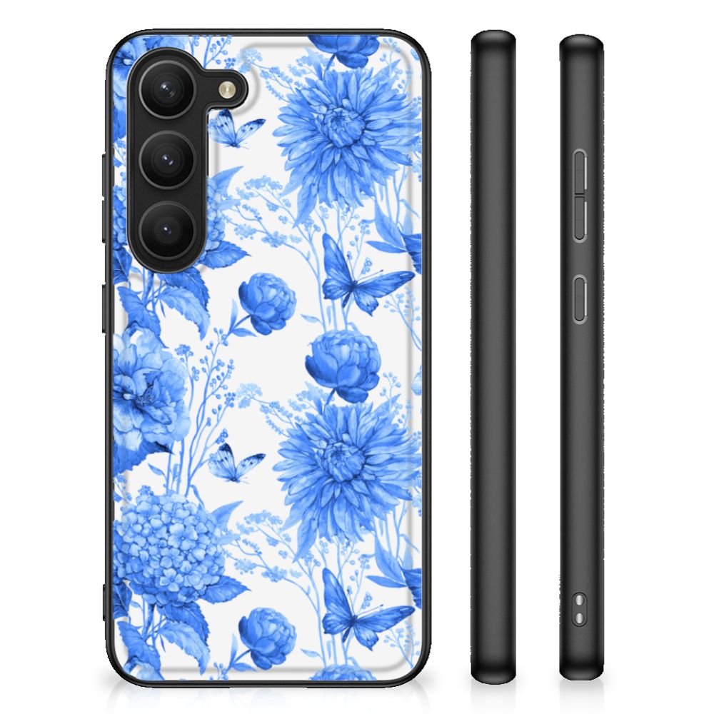 Bloemen Hoesje voor Samsung Galaxy S23 Flowers Blue B2C Telecom