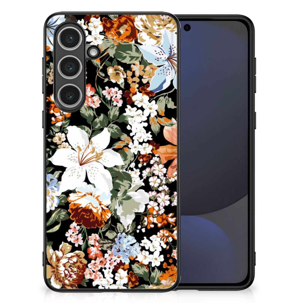 Samsung Galaxy S24 FE Bloemen Hoesje Dark Flowers voorzijde