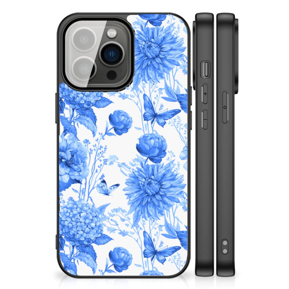 Bloemen Hoesje voor iPhone 13 Pro Flowers Blue B2C Telecom