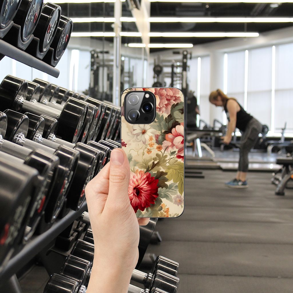 Bloemen Hoesje voor iPhone 14 Pro Max Bloemen bloemen design hand met gym