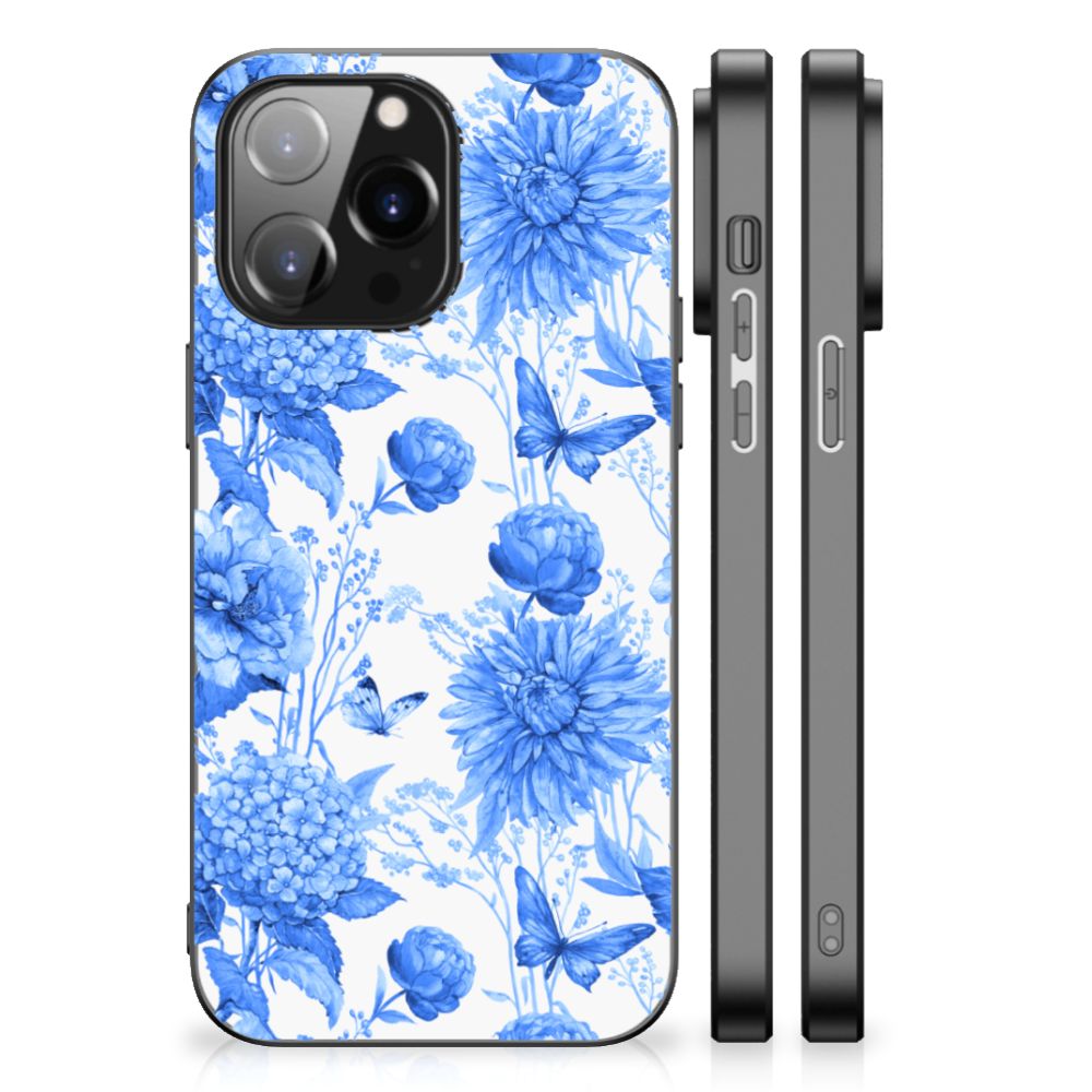 Bloemen Hoesje voor iPhone 14 Pro Max Flowers Blue B2C Telecom