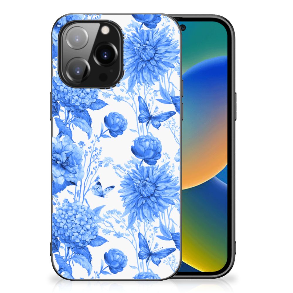 Bloemen Hoesje voor iPhone 14 Pro Max Flowers Blue B2C Telecom