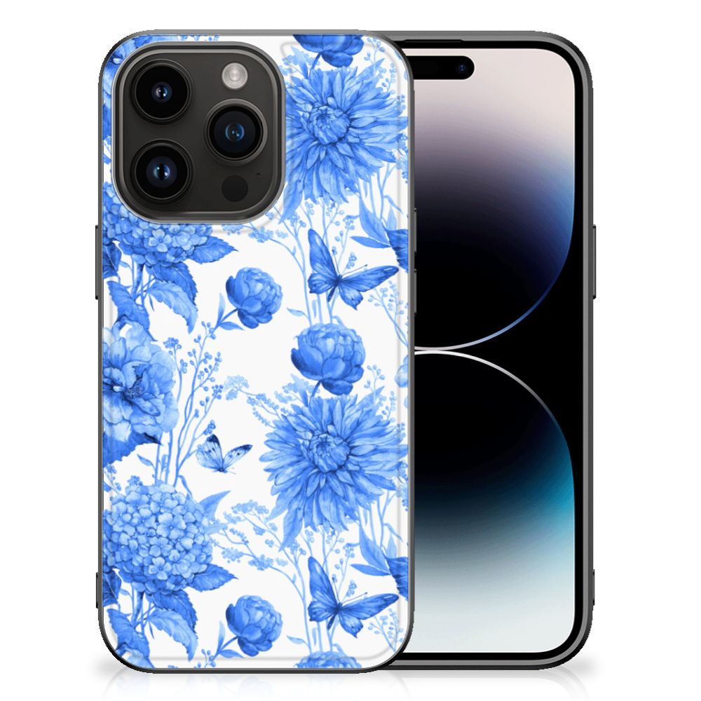 Bloemen Hoesje voor iPhone 15 Pro Flowers Blue B2C Telecom