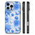 Apple iPhone 16 Pro Bloemen Hoesje voor iPhone 16 Pro Flowers Blue design bloemen aanzicht