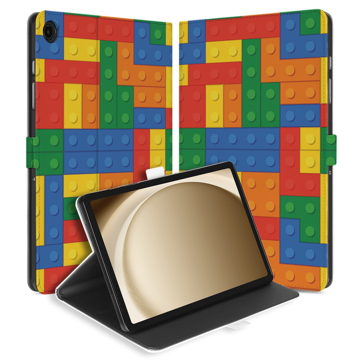 Blokken Book Case Hoesje met Standaard Samsung Galaxy Tab A11 Plus blokken design voorkant
