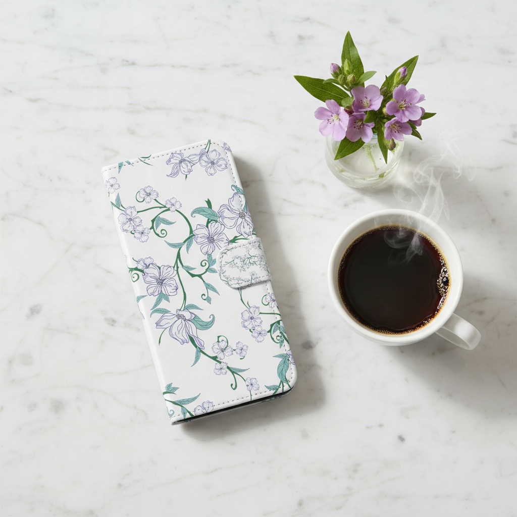 Blossom White Hoesje Voor iPhone Air Bookcase Hoesje bloemenmotief bovenaanzicht