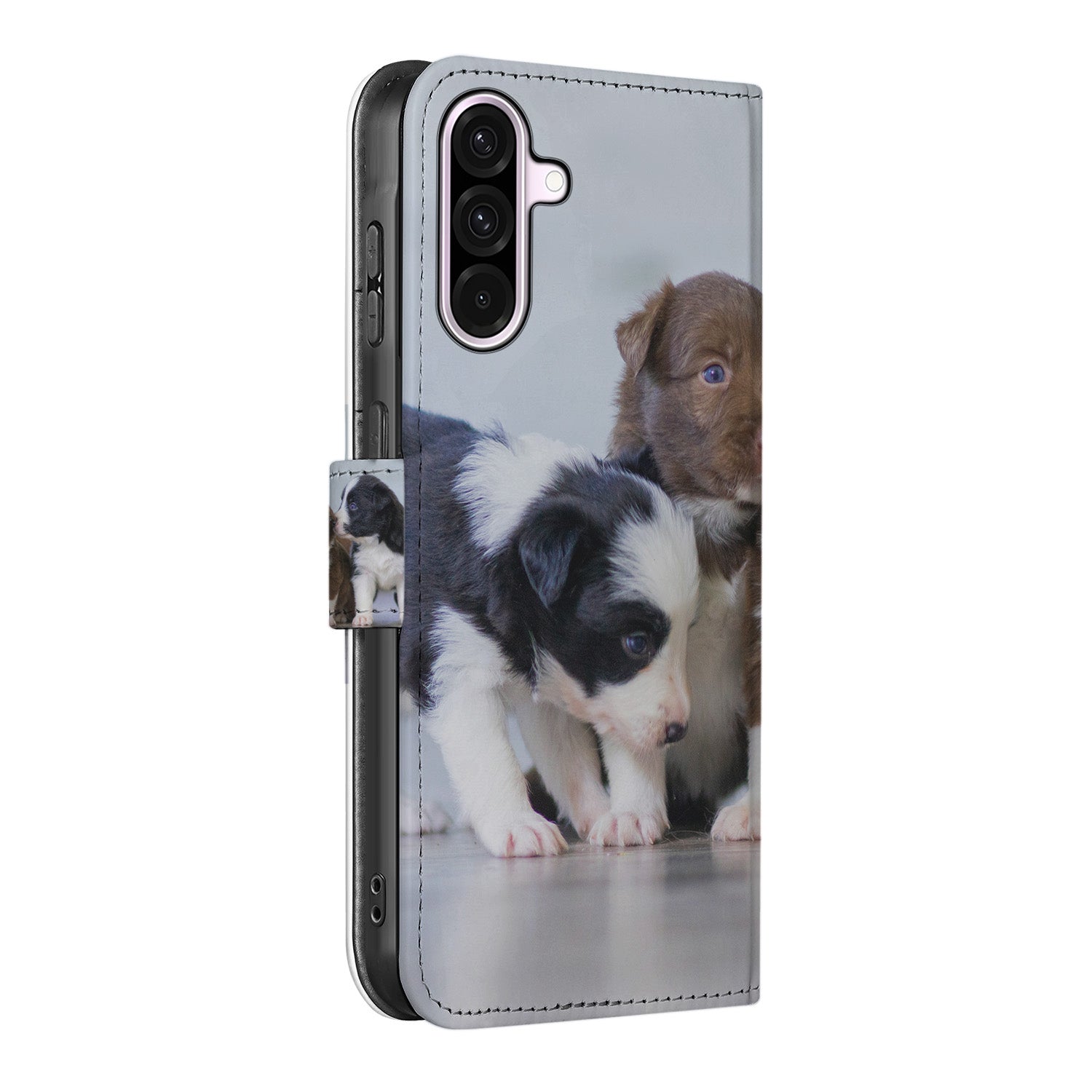 Samsung Galaxy A56 Book Case Hoesje Maken honden schattig zijaanzicht