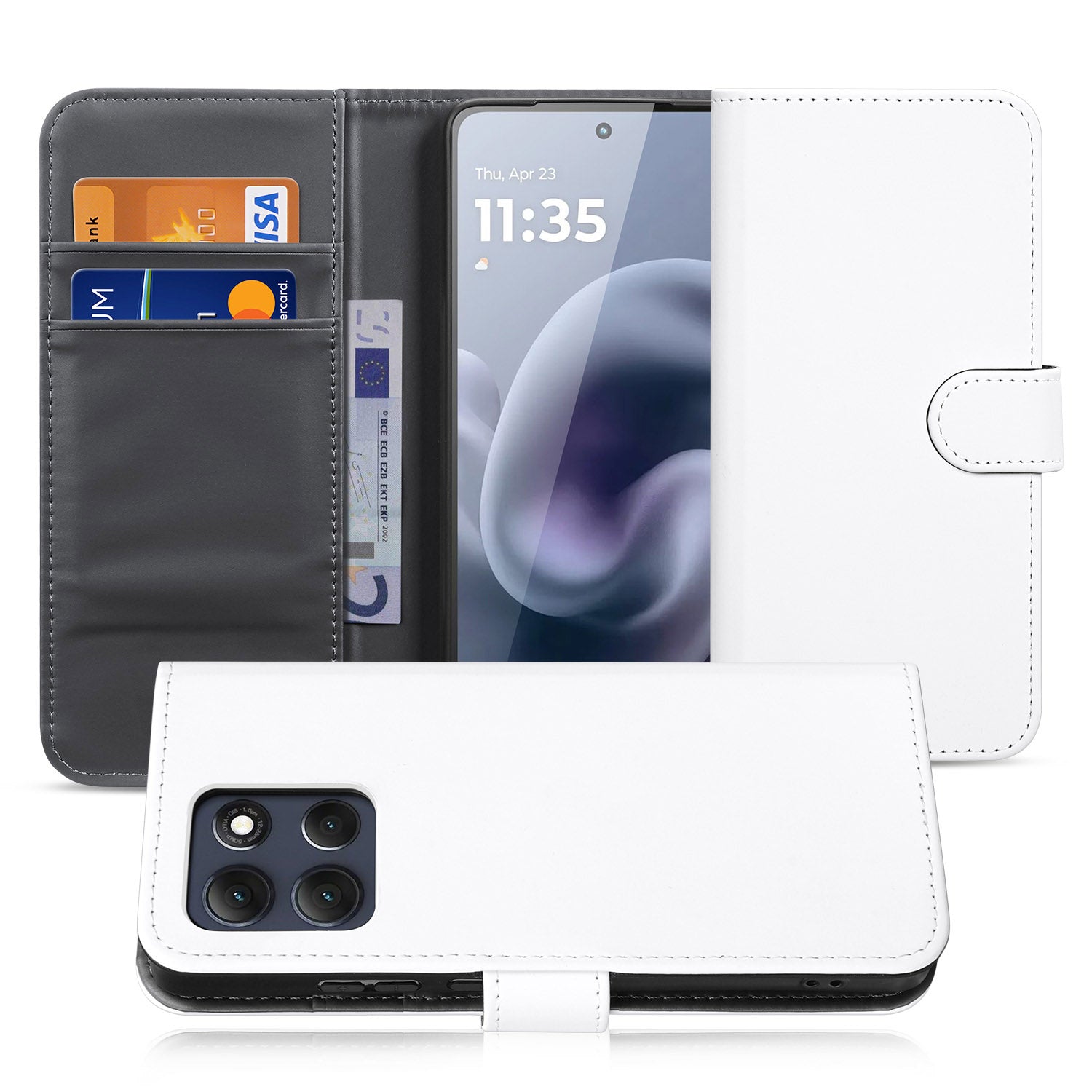 Motorola Moto G86 Book Case Hoesje Wit met Pasjeshouder Vooraanzicht.