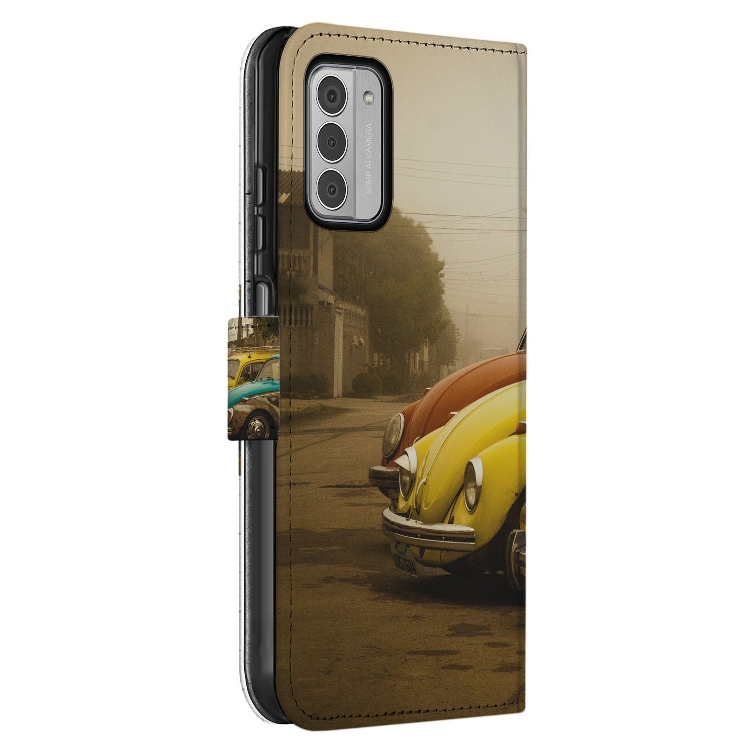 Nokia G42 Book Case Hoesje Nokia G42 – Zelf Ontwerpen & Bedrukken auto retro design voorkant