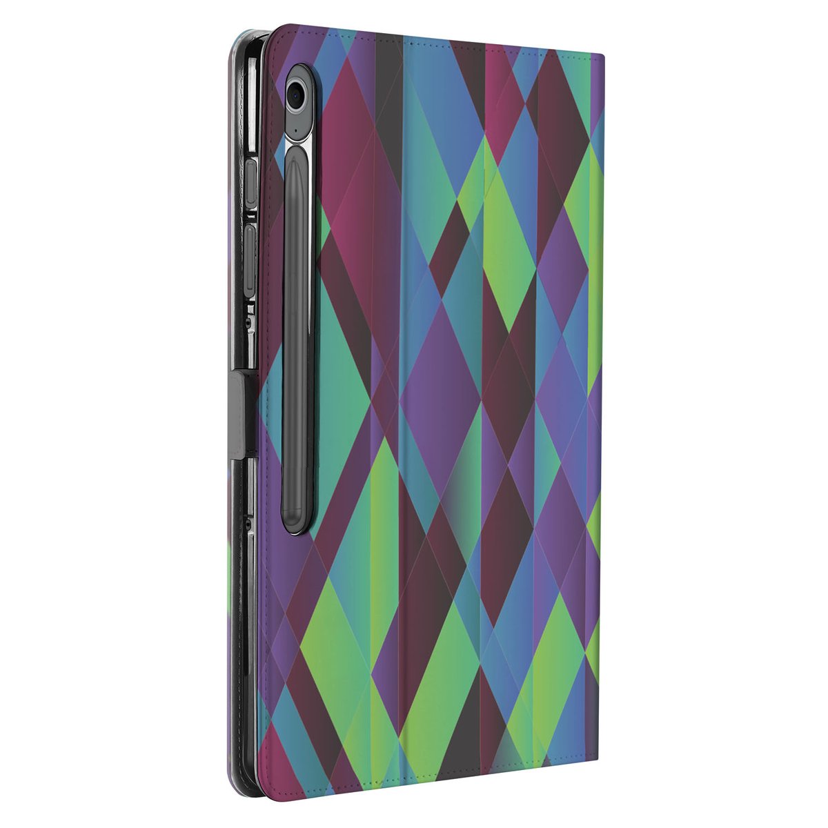 Samsung Galaxy Tab S10 FE Plus Book Case Hoesje met Standaard Abstract Green Blue zijaanzicht