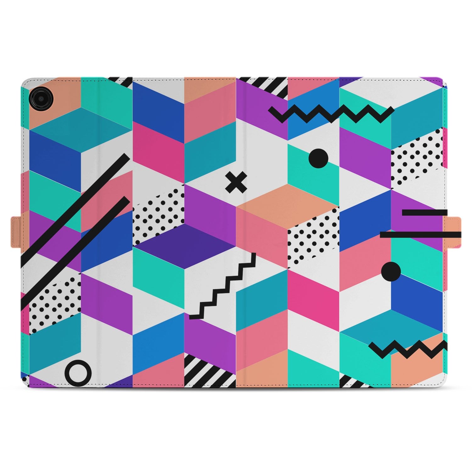 Samsung Galaxy Tab A11 Plus Book Case Hoesje met Standaard Blocks Colorful achterkant ontwerp