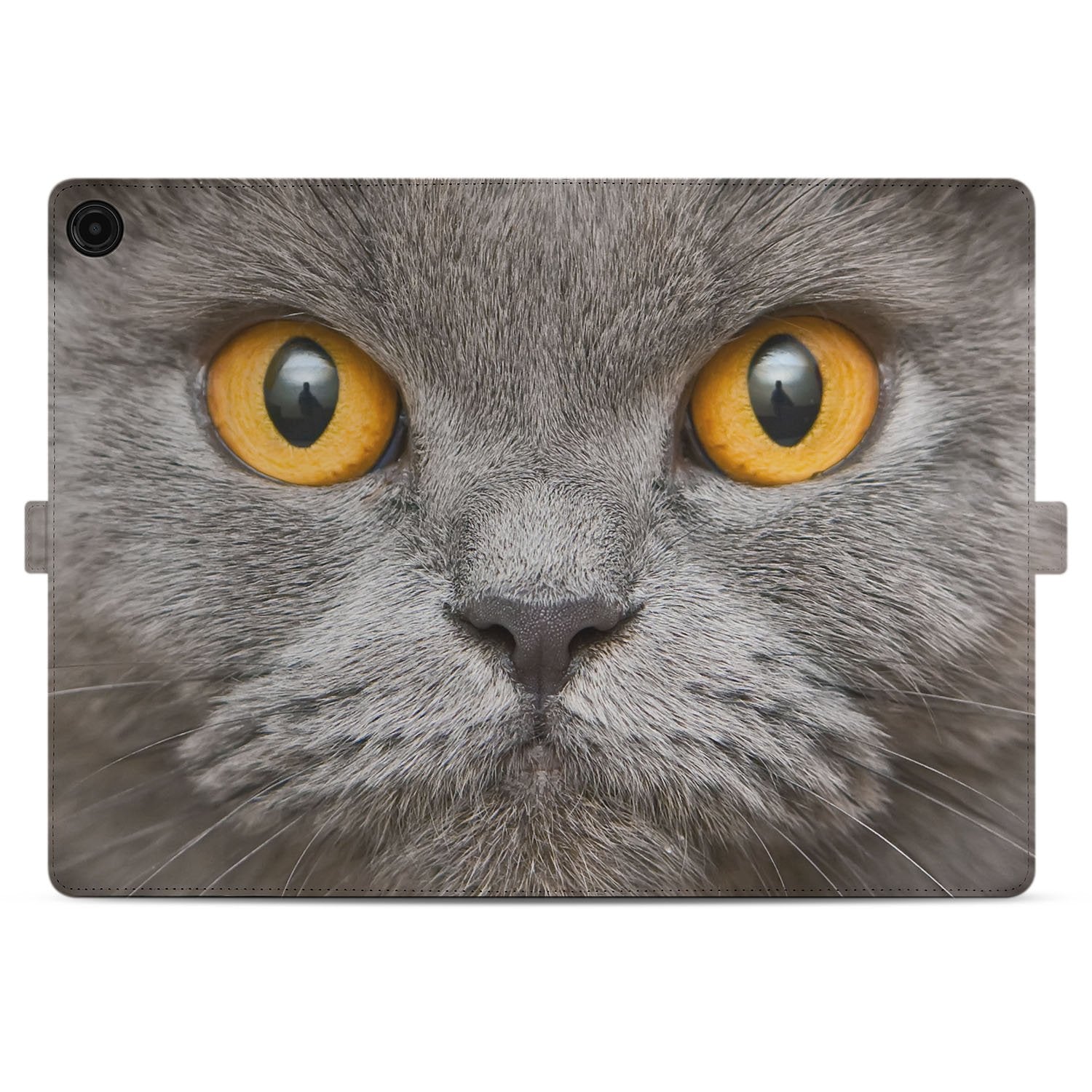 Book Case Hoesje met Standaard Britse Korthaar Samsung Galaxy Tab A11 Plus kat gezicht grijs geel ogen