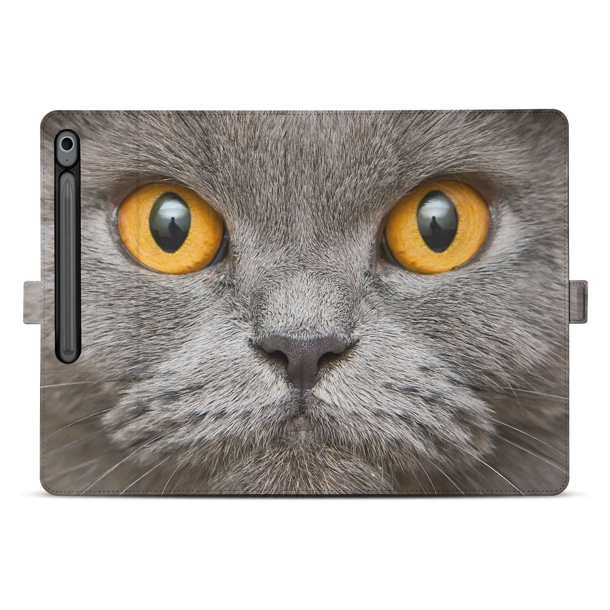 Book Case Hoesje met Standaard Britse Korthaar Samsung Galaxy Tab S10 FE Plus design kat gezicht