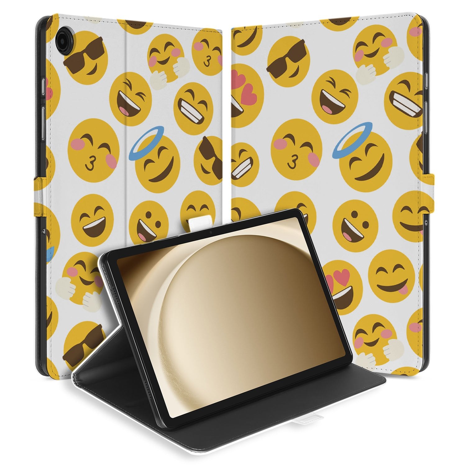 Samsung Galaxy Tab A11 Plus Book Case Hoesje met Standaard Emoji voorzijde design
