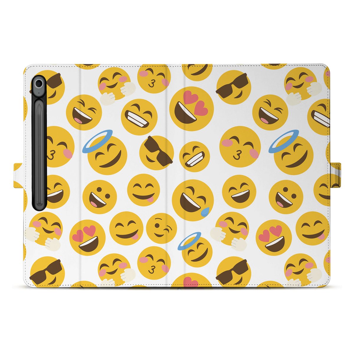 Samsung Galaxy Tab S10 FE Plus Book Case Hoesje met Standaard Emoji design emoji voorkant
