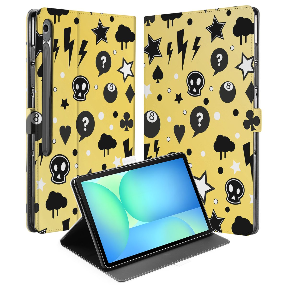 Samsung Galaxy Tab S10 FE Plus Book Case Hoesje met Standaard Punk Yellow vooraanzicht zijkant