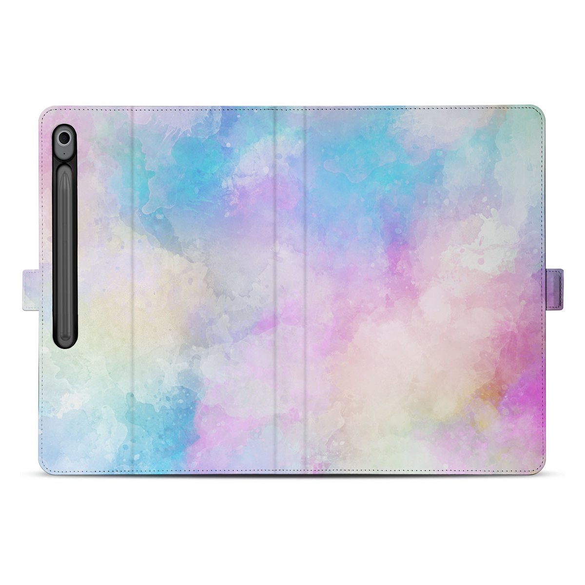 Book Case Hoesje met Standaard Watercolor Light Samsung Galaxy Tab S10 FE Plus kleurrijk ontwerp aanzicht